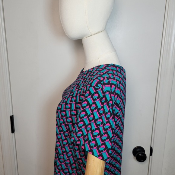 Diane Von Furstenberg Carlotta T-Shirt Dress Soft Abstract Print Midi Size M - Picture 7 of 12